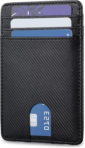 RUKK Cartera Pequeña con Bloqueo RFID, Tarjetero Slim para Tarjetas de Crédito, Billetera Delgada para Hombre y Mujer (Negro Cruzado)