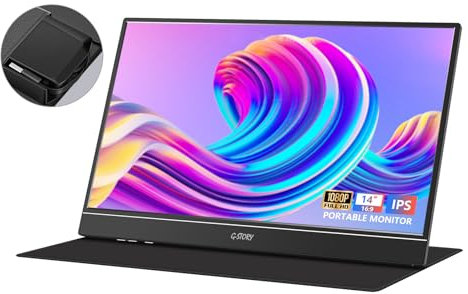 G-STORY 1080P 14 Portable Dual Monitor for Laptop Screen Extender Full HD One USB-A Cable Connect for 11.6-16Inch Laptop Portable Workstation(Dual Screen)
