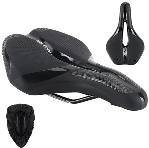 Fahrradsattel Herren Bequem, Memory Schaum Radsattel Weicher Gel Ergonomisch Fahrrad Sattel mit überzug, atmungsaktiv stoßdämpfend Cityradsättel Mountainbikesätte für Damen & Herren