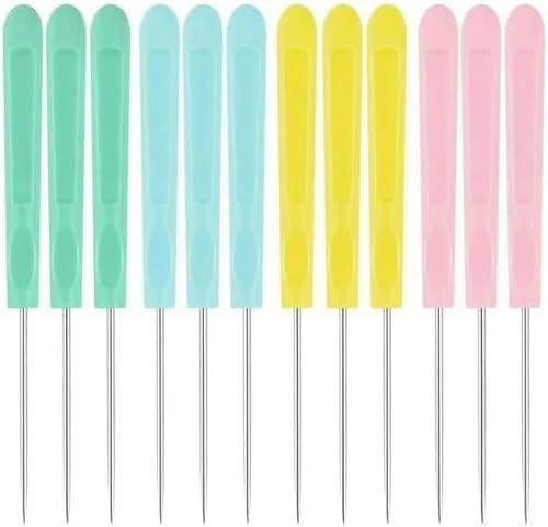 12 Pcs Multicolour Cookie Decorating Scribe Supplies Icing Scribe Tool for Cake DIY Craft Leather Awl Tool Sewing Stainless Steel Fondant Sugar Stir Needle Biscuit Icing Pin Kit with Handle Baking