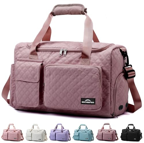 ZIOSINM Sporttasche Damen，Reisetasche mit Nassfach und Schuhfach Wasserdichter Handgepäck Tasche, Weekender Yogatasche, Schwimmtasche, Gym Tasche, für Männer und Frauen Geeignet (Mauve)