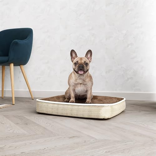 Cuscinone 4 stagioni per cani e gatti, cuscino sfoderabile con zip e lavabile - Letto imbottito, cuccia in pile per l'inverno e tessuto waterproof per l'estate - 66x49 cm TORTORA