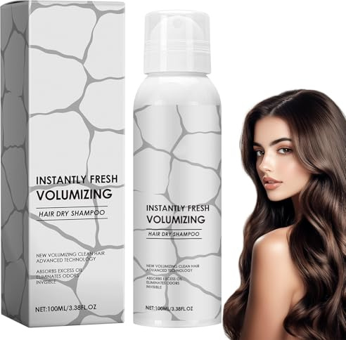 Champú en Seco Spray 100ml, Dry Shampoo sin Residuos Blancos, Frescura y Volumen Inmediato, Limpieza sin Lavado, para Cabello Graso, Oscuro y Claro, Formato Viaje