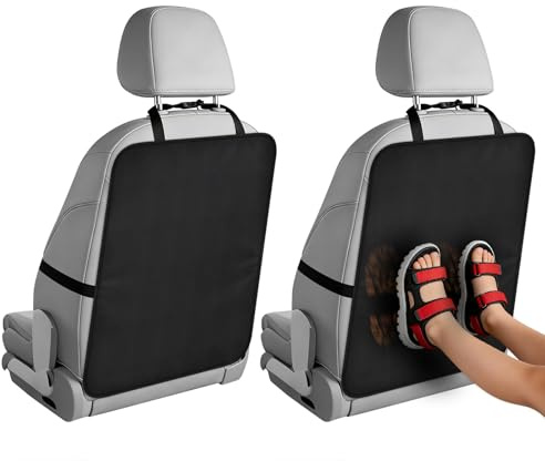 URAQT Protection Siège Voiture Enfant 60x45 cm, 2PCS Tapis Anti-Salissures Universel en Tissu Oxford Imperméable, Protection Dossier Siège Auto Anti-Coups de Pieds, Facile à Nettoyer pour Voiture SUV