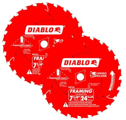 Diablo Framing Saw Blade - 7-1/4 x 24-Tooth, 8000 Max RPM, 2-Pack