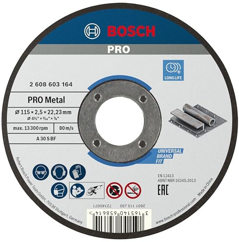 Bosch 1x PRO Metal Longlife Cutting Disc for Small Angle Grinder and Bore 22.23 mm (for Steel, Ø 115 mm, Professional Accessory Small Angle Grinder)