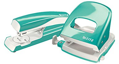 Esselte Leitz Locher NeXXt 5008 und Heftgerät NeXXt 5502 im Set, eisblau