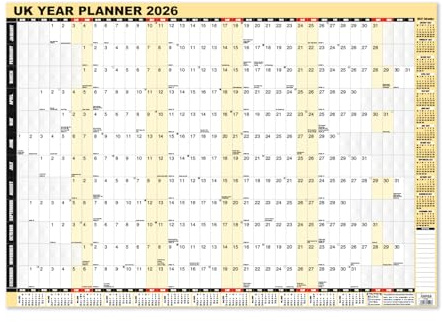 2026 Year Wall Planner, Laminated Yearly Wall Planner Calendar by Arpan (A1-2026)