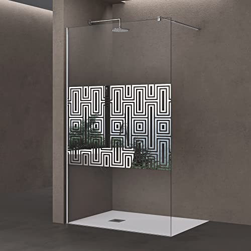 doporro Luxus Duschwand für Dusche Duschabtrennung 100x200cm Walk-In Dusche 10mm ESG-Sicherheitsglas Labyrinth inkl. Nanobeschichtung Bremen02DM