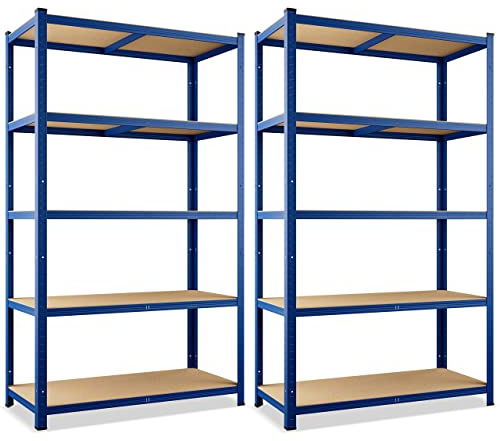 Monzana® 2X Étagères Charge Lourde Bleu 5 Niveaux 180x90x40cm Étagère métallique Max 875kg Rangement Garage Atelier