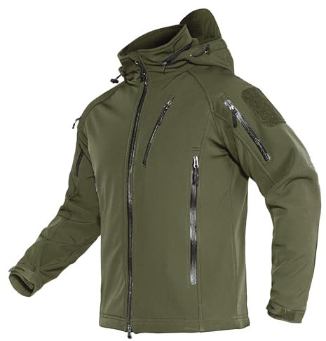 TACVASEN Herren Übergangsjacke Softshell Jacke Outdoor Winddicht Arbeitsjacke Winter Funktions-Fahrradjacke (S, Armeegrün)