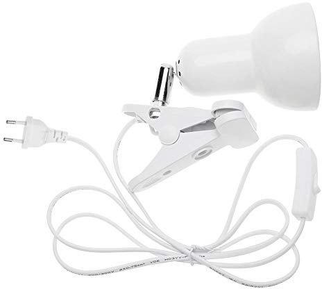 DomybestFR Lampe de Table à Pince Rotation 360° Support Douille E27 Base avec Fil d'Interrupteur Blanc Plastique ou Céramique Bureau Indoor