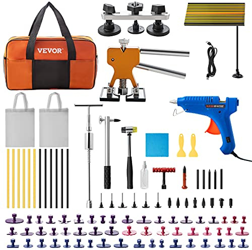 VEVOR Strumenti Kit Automobile da 89 Pezzi per Rimozione delle Ammaccature con Estrattore e Pistola per Colla a Caldo, Kit Rimozione per Carrozzeria Ammaccata, Set Completo per Auto di Riparazione