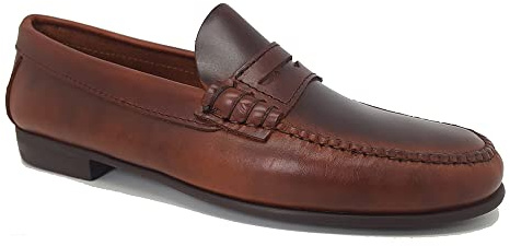 Mocasin Hombre Piel engrasada Marron Suela de Cuero Cosida Castellanos 1901 201