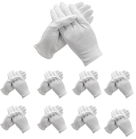 Lot de 48 gants en coton blanc pour mains sèches, hydratants, eczéma cosmétique, spa et inspection des bijoux, chiffon doux, respirant, lavable et extensible pour usages multiples