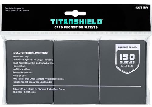 TitanShield Premium Slate Gray 150 Sleeves Standard Size Board Game Trading Card Sleeves Deck Protector for Magic The Gathering MTG, Baseball Collection, Dropmix