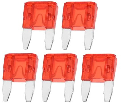 Partuto 5 Pcs Mini 10AMP APM/ATM Universal Car Fuse Blade Style Fuses Short Circuit Protection - Automotive Car Boat Truck SUV RV - Plastic Metal Red