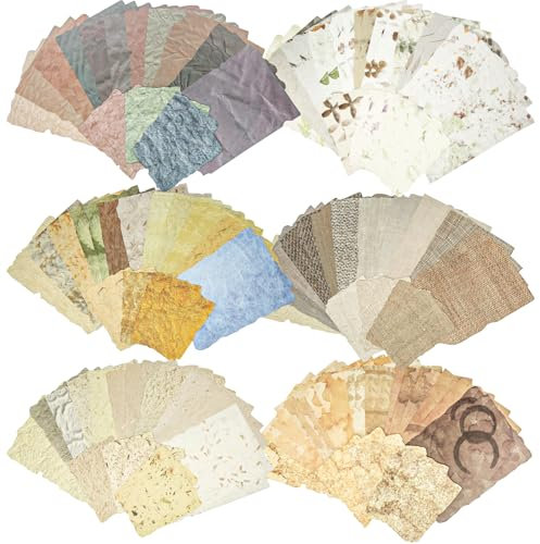 168 Blatt Scrapbook Papier, Scrapbook Zubehör, strukturiertes Papier, Scrapbook-Set, strukturiertes Papier, sortiertes Set, Scrapbook Papierblätter, 6er-Pack gemischtes Junk-Journal-Papier