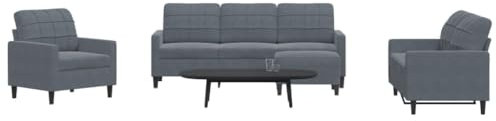 ShGaxin Sofaset med kuddar 4 delar mörkgrå sammet, vardagsrumssoffor, relaxsoffa - 3278362