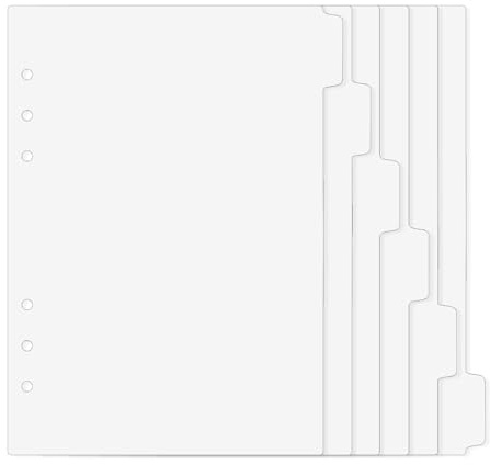 6 Pcs A5 Binder Dividers, 6 Holes Clear Binder Divider Index with Tabs Insertable Plastic Index Divider Sheets Planner Dividers for Binders Notebook Journal Diary Memo Notepad