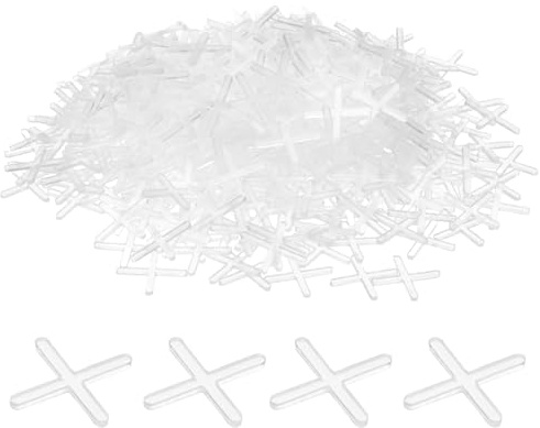 QUARKZMAN 500 Piezas de Separadores de Azulejos 2mm de Plástico Duro Separador Nivelador de Azulejos En Cruz para La Instalación de Azulejos Cerámicos En Paredes Y Suelos