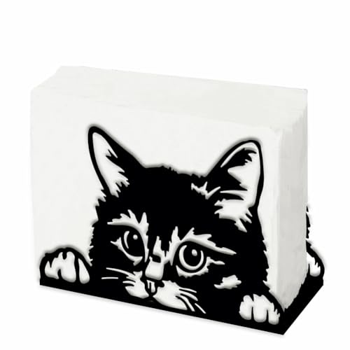 SUPERDANT Söt kattservetthållare för bord katt metall servetthållare för kök vintage bordsskiva näsduksstativ katt metallduk servetthållare för hemmet matrum bordsdekor gåvor för kattälskare
