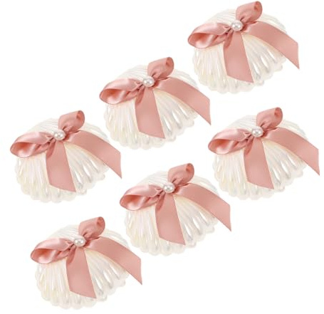 OUNONA 6 Piezas Caja de Dulces de Boda con Cintas de Conchas Marinas Contenedores para Dulces para Mesa Caja de Obsequio para Fiestas Contenedores para Regalos de Fiesta