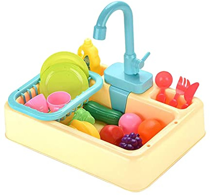 ZYIHNIRB Lavandino Giocattolo Bambini Set Cucina con Accessori Gioco Lavaggio Verdure Piatti Funzione Acqua Simulata Adatto a Regali di Compleanno Apprendiment, Giallo, Taglia unica bambino