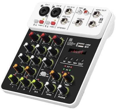 DJ-kontroller, 4-kanals ljudmixer DJ-kontroller Mix Bluetooth Fantommatning Fördröjd återuppspelningseffekt for mixerkonsoler PC-inspelning