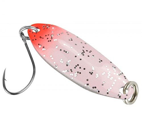 FTM Spoon Tango 1, 8g - Forellenblinker zum Spinnfischen, Forellenköder zum Spinnangeln, Blinker für Forellen, Löffelblinker, Farbe:rot/weiß Glitter