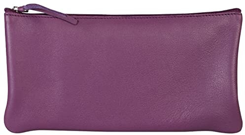 Clairefontaine 410169C Trousse piatta in vera pelle, color Viola