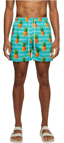 Urban Classics Badbyxor för män mönster badshorts, badbyxor för män med mönster, finns i många färgvarianter, storlekar XS-6XL, Ananas Aop, 3XL