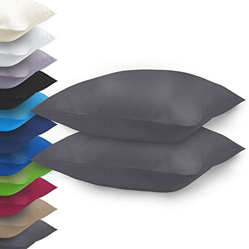 NatureMark Basic 2er Pack Mikrofaser Kissenbezug 40x40 cm - 100% Polyester - mit Reißverschluss (40 x 40 cm, Anthrazit grau)