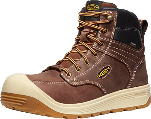 KEEN Utility Fort Wayne - Botas de trabajo impermeables con punta compuesta de 6 pulgadas para hombre, Carey Shell/Gum, 44.5 EU