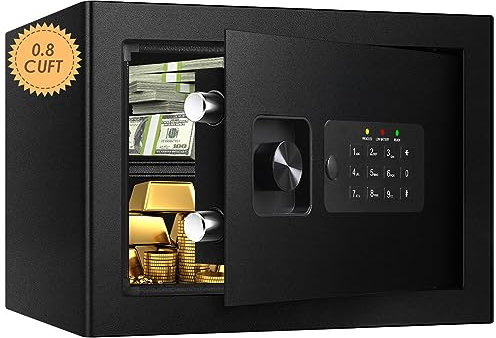 Tenamic Caja de seguridad electrónica digital de lujo, caja de seguridad pequeña con teclado, caja de seguridad para gabinete, aleación de acero, oficina, hotel, hogar, mini caja fuerte con 2