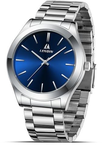 Herren Uhr Edelstahl Herrenarmbanduhr 3ATM Wasserdichte Analoge Quarzuhr