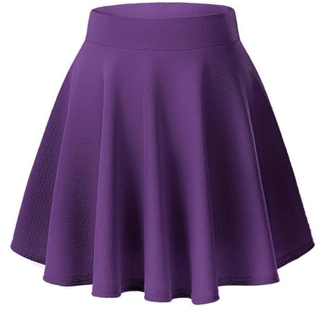 Femmes Basic Casual Taille élastique Trompette Mini Jupe élégante A-Ligne Patineur Jupe(XL, Violet foncé)