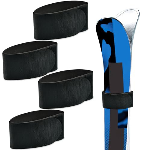 Correas de Esquí Correa Ajustable, Ski Straps, Correas Sujeción Esquí con Almohadillas Protectoras de EVA, Cinta de Sujeción para Esquí, Correa Esquí y Bastones para Transporte, Viajes, Almacenamiento