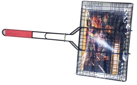 PEBBLE HUG BBQ Grill Basket for Fish Vegetables Shrimp, Comfortable Handle, Perfect for Grilling and Outdoor Barbecues, Non-Stick Surface, Easy To Clean Construction