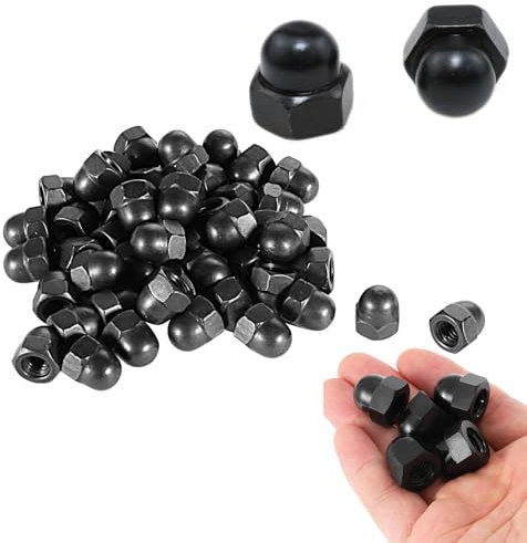 Tuercas Hexagonales Zincada M6, 50 Piezas Tuercas Bellota, Tuerca Sombrerete Alta de acero al carbono, Tuercas Ciegas Hexagonales Tapas de Tuerca de Cúpula M6, Tuercas de Sombrerete, Negro