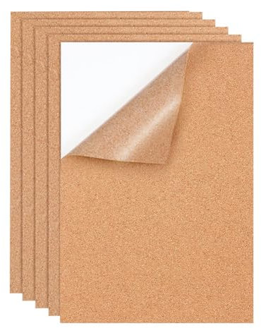 Bdfgh Lot de 5 feuilles de liège autocollantes rectangulaires de 1 mm pour dessous de verre, sols, loisirs créatifs, murs, décorations - 21 x 30 cm