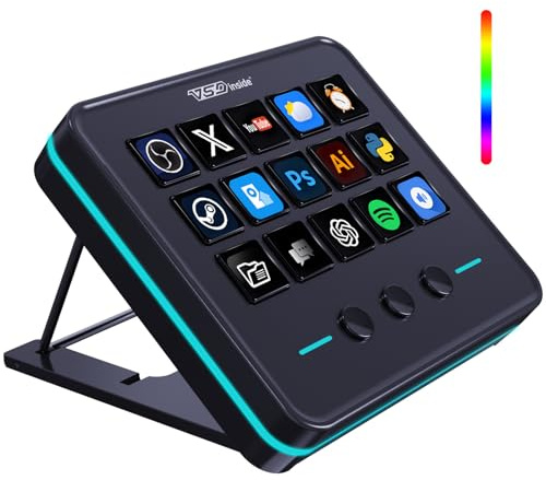 VSDINSIDE Teclado macro, cubierta de controlador de flujo con 18 teclas programables, almohadilla de IA visual personalizable, placa de sonido USB para OBS, YouTube, oficina de escritorio, laptop, PC