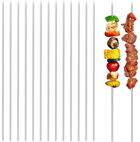 WUMZIRA 25 Pcs Brochettes pour Barbecue, Brochettes de Barbecue, Brochettes en Acier Inoxydable BBQ Brochettes Brochette Réutilisables pour Barbecue Viande légumes brochette barbecue