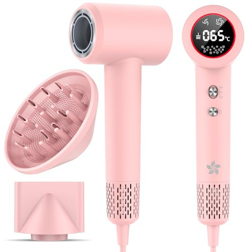 Seche Cheveux Professionnel avec Diffuseur, Sèche Cheveux Ionique, Seche Cheveux à 400 Millions Plasma, Moteur sans Balais de 110 000 tr/min pour un Séchage Rapide, 57 dB à Faible Bruit pour Voyage