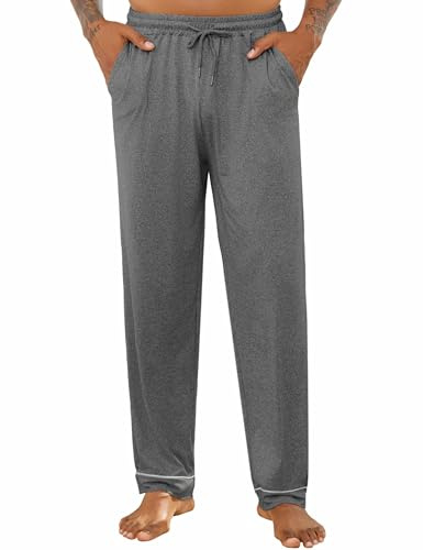 Crewhpo Pantalón de Pijama para Hombre Largo Algodón Pantalones Casuales con Bolsillos y Cordón Pantalon de Dormir Otoño y Invierno