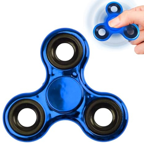 JUGUTA Hand Spinners Fidget Roulement en Métal Acier Inoxydable Anti-Stress Haute Vitesse 3-5 Min ADHD Autisme Anxiété Adultes Enfants 1 Pièce 7.6X7.6X0.9Cm Bleu