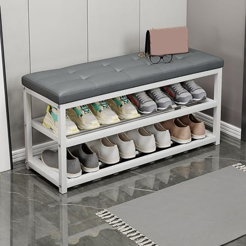 Modern Wood Shoe Storage Bench, Entryway Changing Stool, Space-Saving Hallway Furniture, Stylish Mudroom nizer for Living Room & Entryway