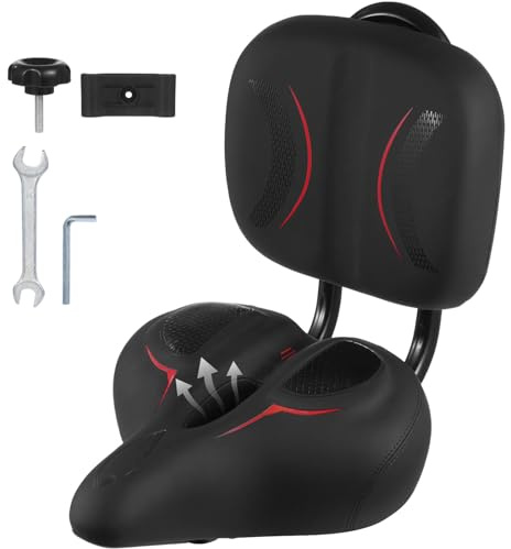 yeesport Oversized Ergonomic Bike Seat with Adjustable Backrest, Wide Bicycle Saddle Cushion for Comfort Riding, Padded Support Design for Tricycles, Cruiser Cycles, Exercise and Ebike Use