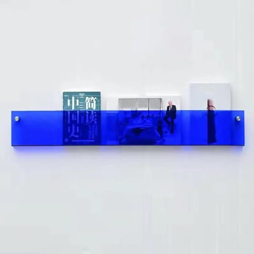 Acrilico Rivista Display Scaffale Opuscoli Supporto per Montaggio A Parete Dispense Organizzatore per Ufficio Area Reception Sala D'attesa File Rack, Blue, 80x16x5cm/31.5x6.3x2in