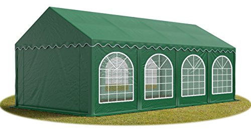 TOOLPORT Festzelt Partyzelt 4x8 m Premium, hochwertige PVC Plane 750 N in dunkelgrün 100% wasserdicht mit Bodenrahmen